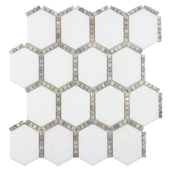 Picture of Anthology Tile - The Finish Line Jeweled Hex Mosaic Jeweled Hex Manor Gray