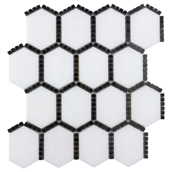 Picture of Anthology Tile - The Finish Line Jeweled Hex Mosaic Jeweled Hex Sable Black