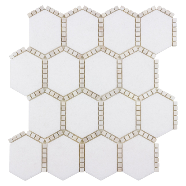 Picture of Anthology Tile - The Finish Line Jeweled Hex Mosaic Jeweled Hex Pale Beige