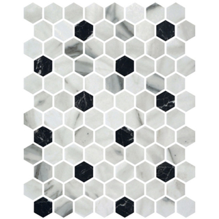 Picture of Onix Mosaico - Hexagon Blends Pattern 1 Calacatta Marquina