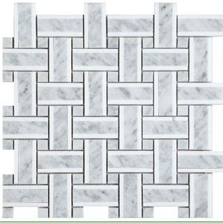 Picture of Happy Floors - Stone and Marble Basketweave Carrara Thassos