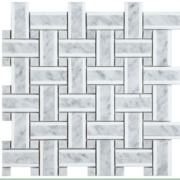 Picture of Happy Floors - Stone and Marble Basketweave Carrara Thassos