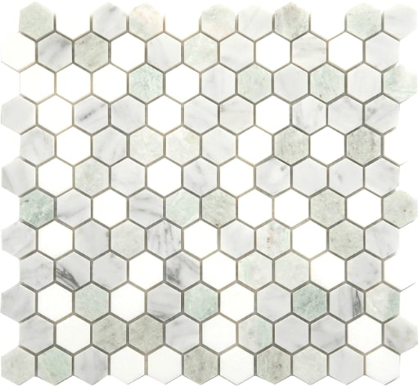 Picture of Happy Floors - Stone and Marble Hexagon Ming Green Paper White