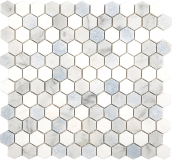 Picture of Happy Floors - Stone and Marble Hexagon Celeste Blue Paper White