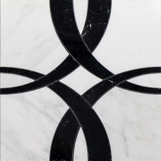 Picture of Elon Tile & Stone - Ribbon Waterjet Pearl White Black