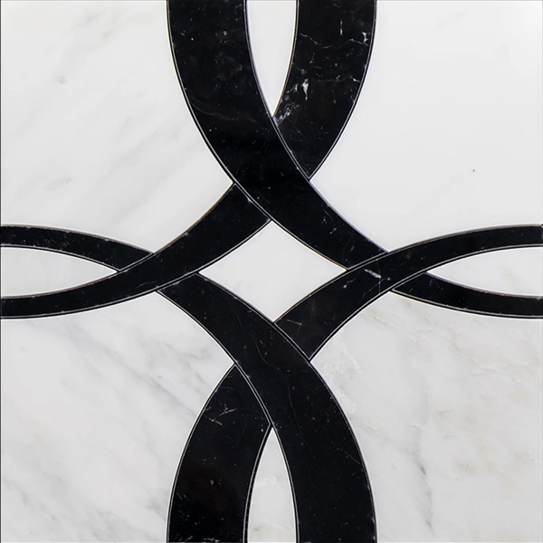 Picture of Elon Tile & Stone - Ribbon Waterjet Pearl White Black