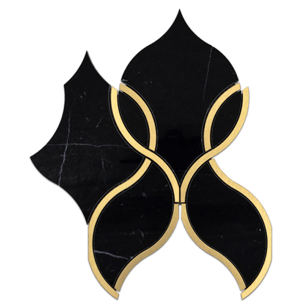 Picture of Elon Tile & Stone - Tulip Waterjet Black Gold Brass