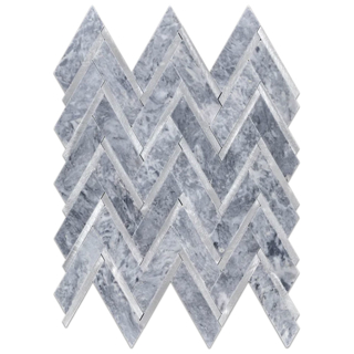 Picture of Elon Tile & Stone - Aluminum Herringbone Pacific Gray Silver Polished