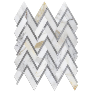 Picture of Elon Tile & Stone - Aluminum Herringbone Calcatta Silver Polished