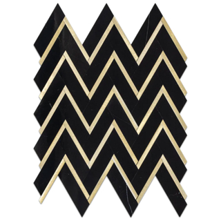 Picture of Elon Tile & Stone - Aluminum Herringbone Black Gold Polished