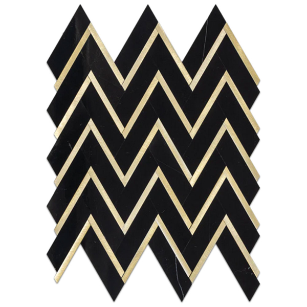 Picture of Elon Tile & Stone - Aluminum Herringbone Black Gold Polished