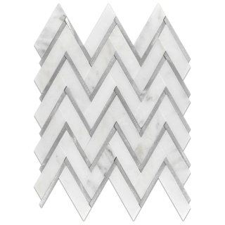 Picture of Elon Tile & Stone - Aluminum Herringbone Pearl White Silver Polished