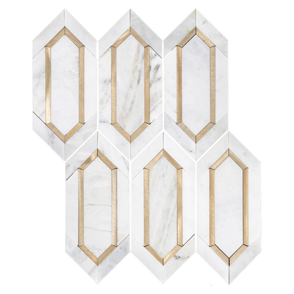 Picture of Elon Tile & Stone - Aluminum Picket Bianco Oro Gold Honed