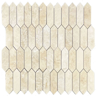 Picture of Elon Tile & Stone - Picket 2 x 6 Mosaics Cross-Cut Light Ivory Travertine