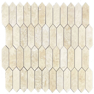 Picture of Elon Tile & Stone - Picket 2 x 6 Mosaics Cross-Cut Light Ivory Travertine