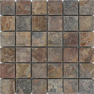 Picture of Elon Tile & Stone - 2 x 2 Square Mosaics Rustic Multicolor Slate Brushed Tumbled