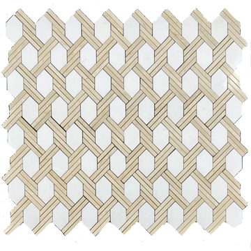 Picture of Elon Tile & Stone - Captiva Mosaics White Thassos Crema Marfil