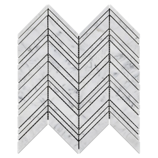 Picture of Elon Tile & Stone - Chevron Mosaics Bianco Carrara Honed