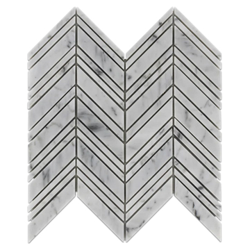 Picture of Elon Tile & Stone - Chevron Mosaics Bianco Carrara Polished