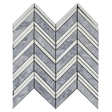 Picture of Elon Tile & Stone - Chevron Mosaics Pacific Gray White Thassos Polished