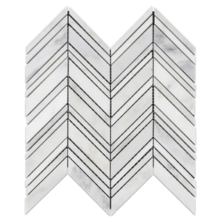 Picture of Elon Tile & Stone - Chevron Mosaics Pearl White Polished