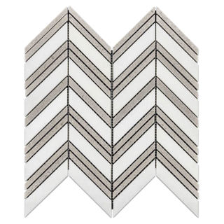 Picture of Elon Tile & Stone - Chevron Mosaics White Thassos Sand Dollar Polished