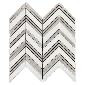 Picture of Elon Tile & Stone - Chevron Mosaics White Thassos Sand Dollar Polished