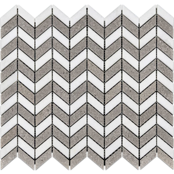 Picture of Elon Tile & Stone - Petite Chevron Mosaics White Thassos Sand Dollar Polished