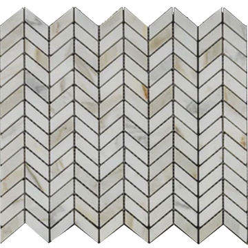 Picture of Elon Tile & Stone - Petite Chevron Mosaics Calacatta Gold Polished