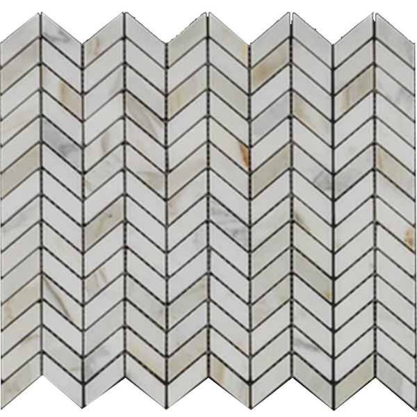 Picture of Elon Tile & Stone - Petite Chevron Mosaics Calacatta Gold Polished