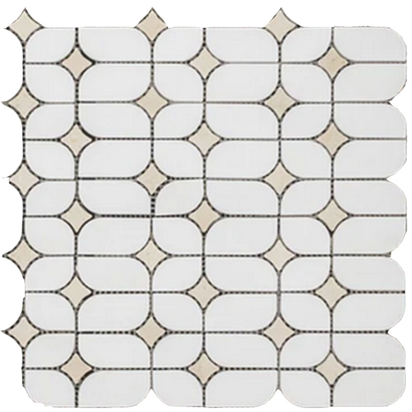 Picture of Elon Tile & Stone - Starlight Mosaics White Thassos Crema Marfil