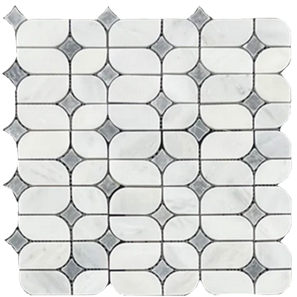 Picture of Elon Tile & Stone - Starlight Mosaics Pearl White Pacific Gray