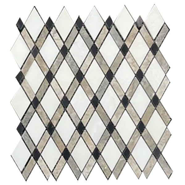 Picture of Elon Tile & Stone - Lattice Mosaics White Absolute Black Temple Grey