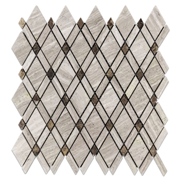 Picture of Elon Tile & Stone - Petite Lattice Mosaics Beachwood Dark Emperador