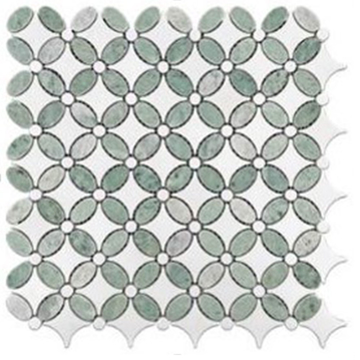 Picture of Elon Tile & Stone - Fleur Mosaics Ming Green White Thassos