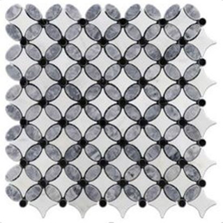 Picture of Elon Tile & Stone - Fleur Mosaics Pacific Gray Pearl White Black