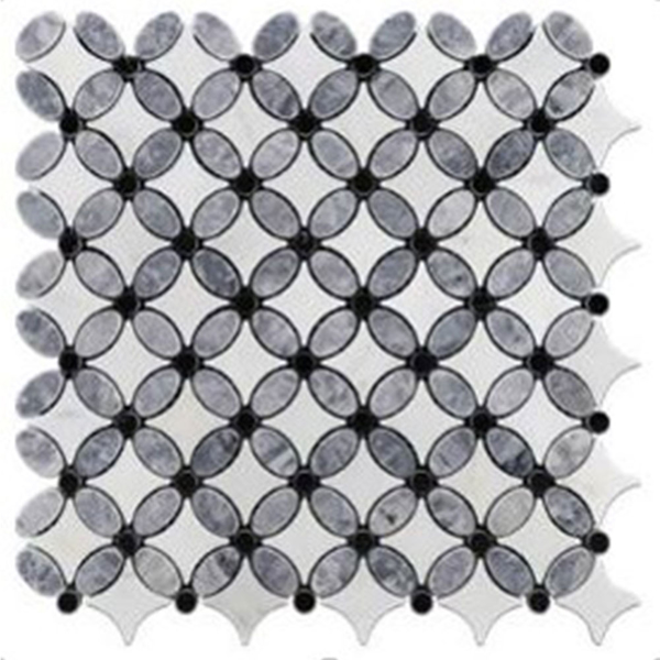 Picture of Elon Tile & Stone - Fleur Mosaics Pacific Gray Pearl White Black