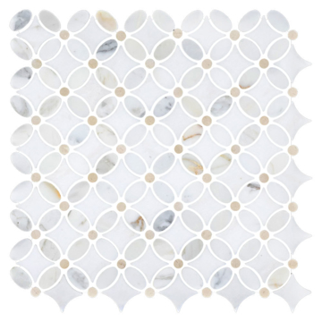 Picture of Elon Tile & Stone - Fleur Mosaics Calacatta White Thassos Crema Marfil