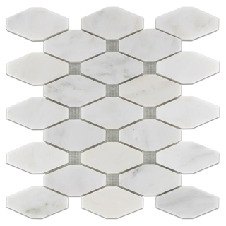 Picture of Elon Tile & Stone - Rhomboid Mosaics Pearl White Without Dot Polished