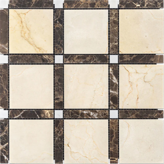 Picture of Elon Tile & Stone - Grande Square Mosaics Crema Marfil Dark Emperador