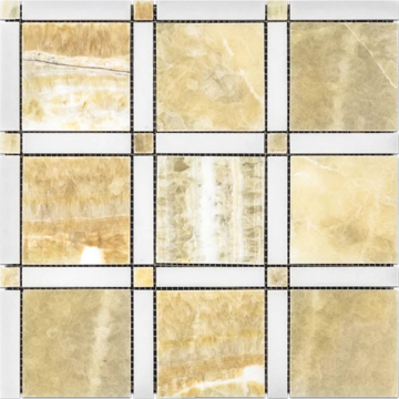 Picture of Elon Tile & Stone - Grande Square Mosaics Honey Onyx White