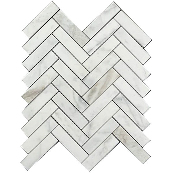 Picture of Elon Tile & Stone - Herringbone Mosaics 1 x 4 Bianco Oro Honed