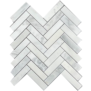 Picture of Elon Tile & Stone - Herringbone Mosaics 1 x 4 Pearl White Honed