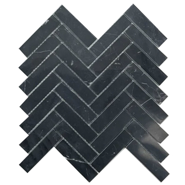 Picture of Elon Tile & Stone - Herringbone Mosaics 1 x 4 Black Polished