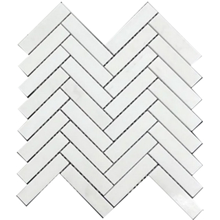 Picture of Elon Tile & Stone - Herringbone Mosaics 1 x 4 White Thassos Polished