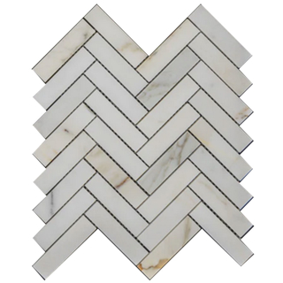 Picture of Elon Tile & Stone - Herringbone Mosaics 1 x 4 Calacatta Gold Polished