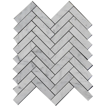 Picture of Elon Tile & Stone - Herringbone Mosaics 1 x 4 Bianco Carrara Polished