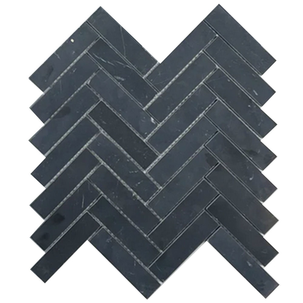 Picture of Elon Tile & Stone - Herringbone Mosaics 1 x 4 Black Honed