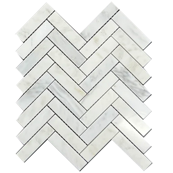 Picture of Elon Tile & Stone - Herringbone Mosaics 1 x 4 Pearl White Polished