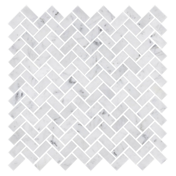 Picture of Elon Tile & Stone - Herringbone Mosaics 5/8 x 1 1/4 Bianco Carrara Polished